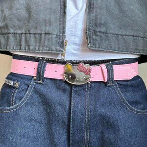 y2k 2000s Hello Kitty rhinestone crystal pink grunge goth emo punk belt